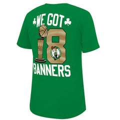 Boston Celtics Stadium Essentials 2024 NBA Finals Champions 18 Banners T-Shirt - Kelly Green - NBA