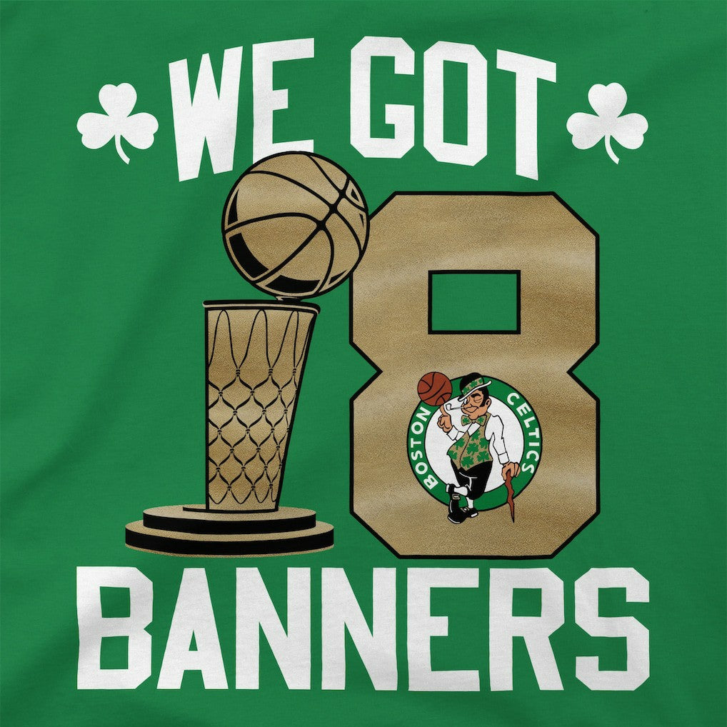 Boston Celtics Stadium Essentials 2024 NBA Finals Champions 18 Banners T-Shirt - Kelly Green - NBA