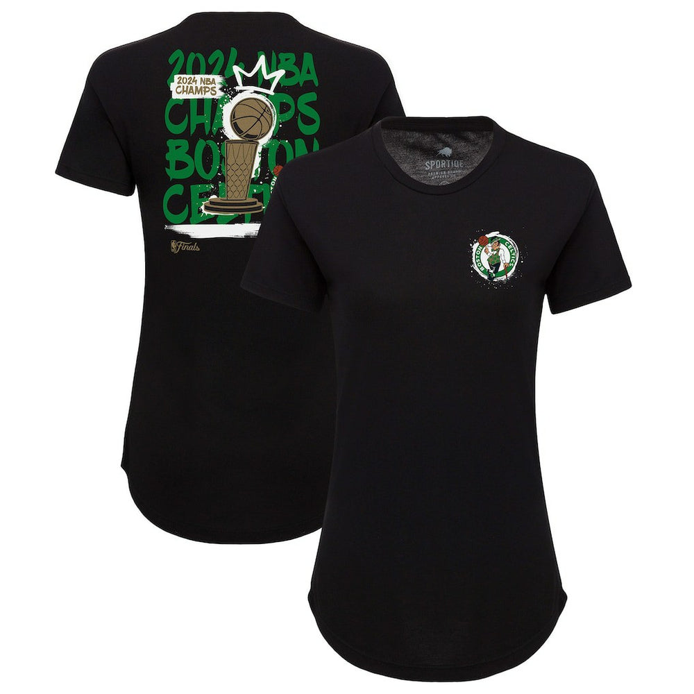 Boston Celtics Sportiqe Women's 2024 NBA Finals Champions King of the Court Phoebe Tri-Blend T-Shirt Black - NBA