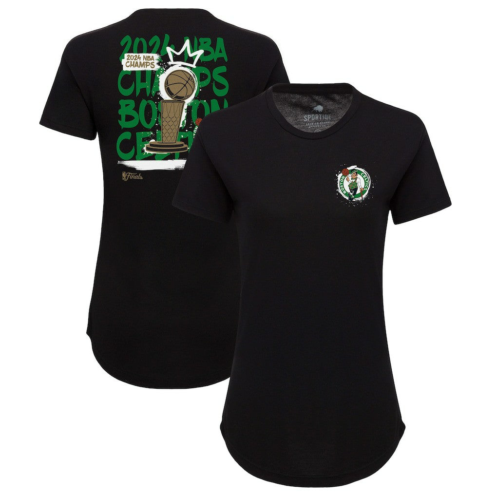 Boston Celtics Sportiqe Women's 2024 NBA Finals Champions King of the Court Phoebe Tri-Blend T-Shirt Black - NBA