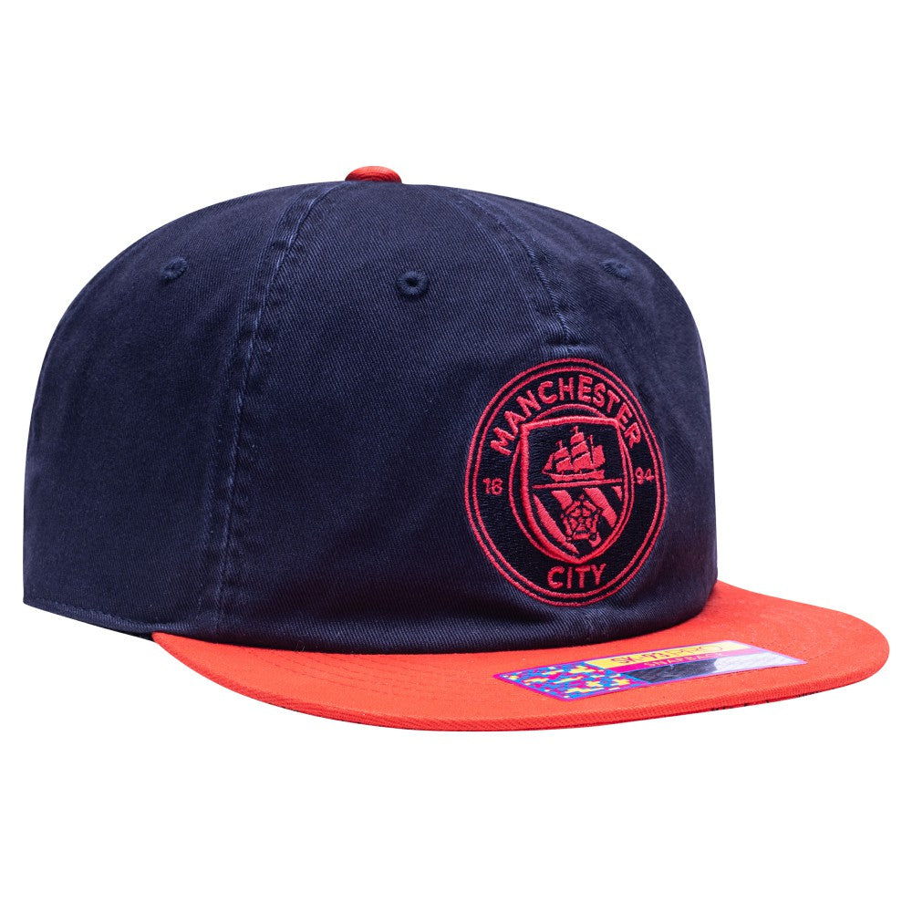 Manchester City Fan Ink Wander Snapback Hat Navy/Red - FIFA World CUP