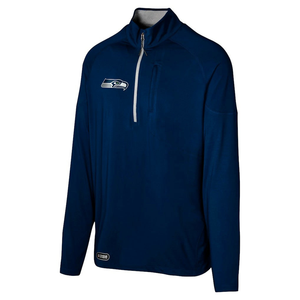 Seattle Seahawks Grind Iron Quarter-Zip Top College Navy | NFL