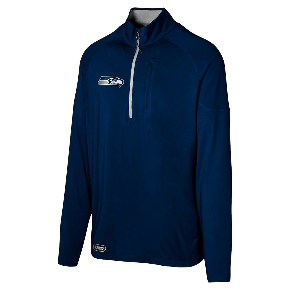 Seattle Seahawks Grind Iron Quarter-Zip Top College Navy | NFL