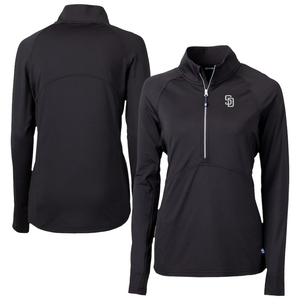 San Diego Padres Cutter & Buck Women's Adapt Eco Knit Stretch Recycled Half-Zip DryTec Top - MLB