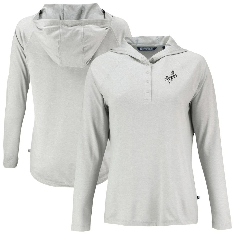 Los Angeles Dodgers Cutter & Buck Women's Coastline Epic Comfort Eco Recycled Raglan Long Sleeve Hoodie T-Shirt - MLB