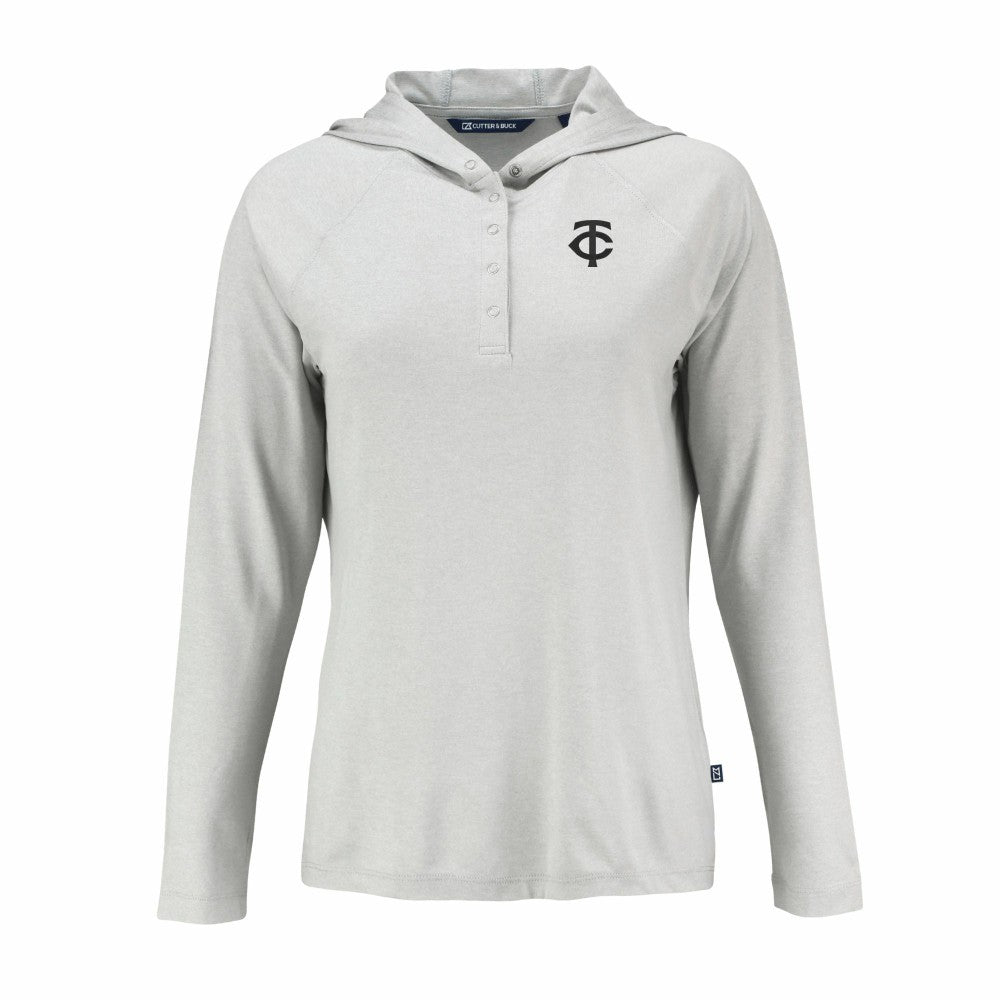 Minnesota Twins Cutter & Buck Women's Coastline Epic Comfort Eco Recycled Raglan Long Sleeve Hoodie T-Shirt - MLB