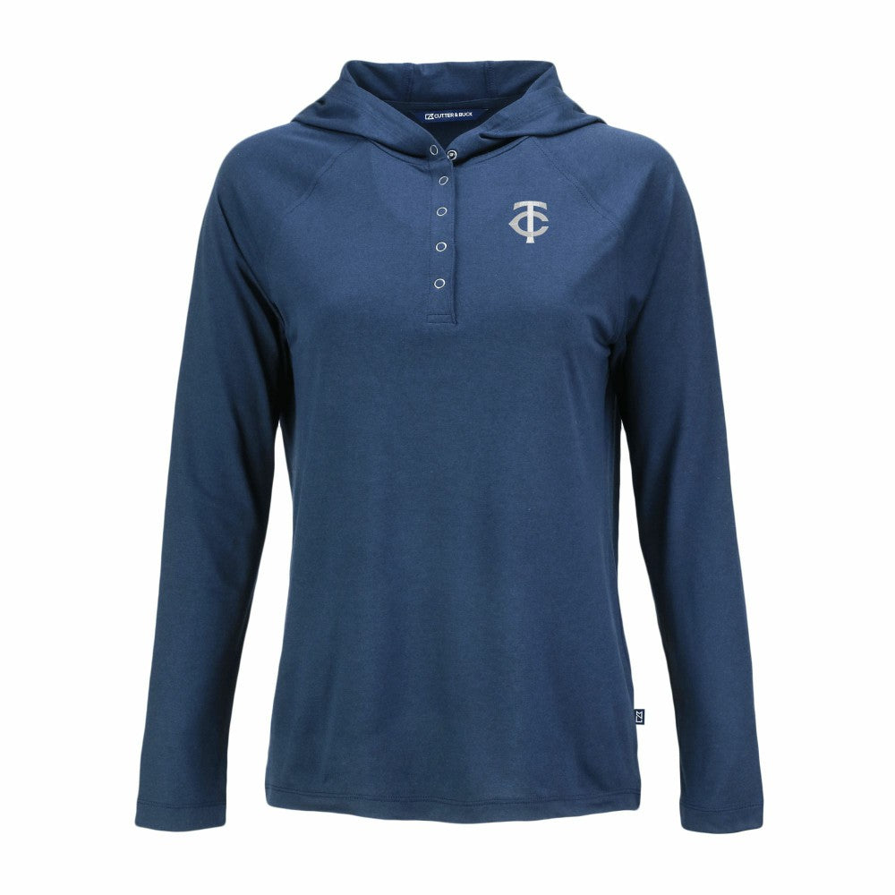 Minnesota Twins Cutter & Buck Women's Coastline Epic Comfort Eco Recycled Raglan Long Sleeve Hoodie T-Shirt - MLB