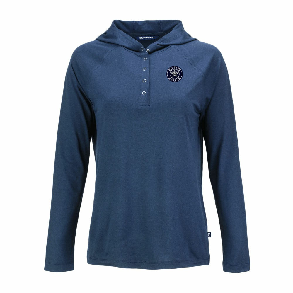 Houston Astros Cutter & Buck Women's Coastline Epic Comfort Eco Recycled Raglan Long Sleeve Hoodie T-Shirt - MLB