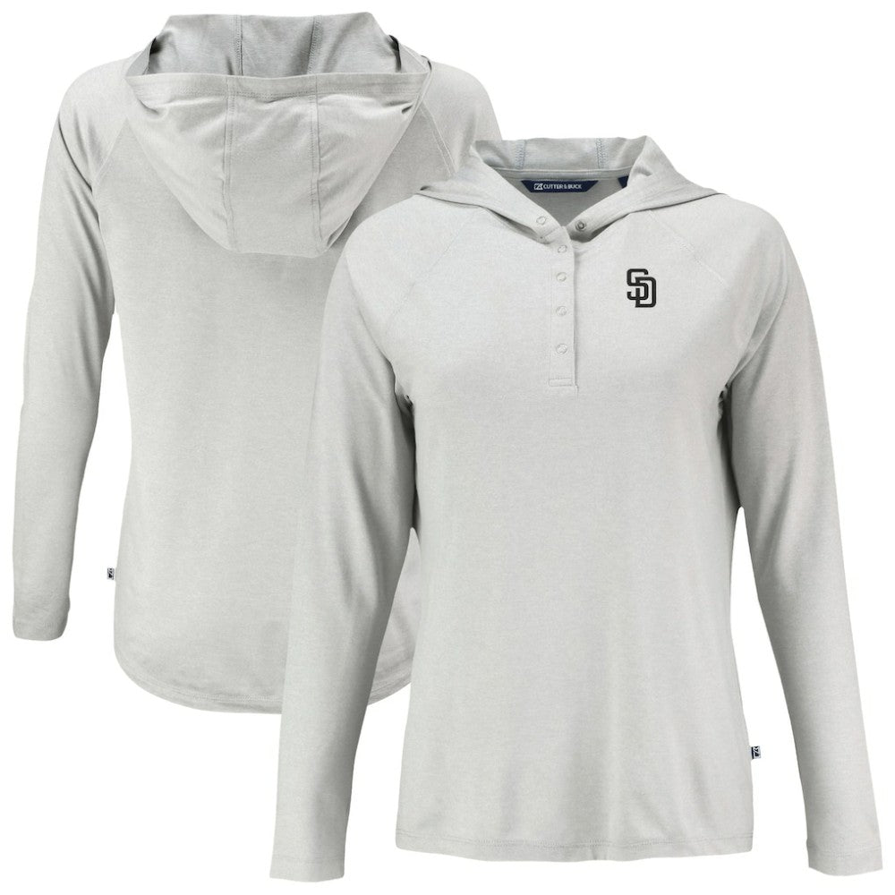 San Diego Padres Cutter & Buck Women's Coastline Epic Comfort Eco Recycled Raglan Long Sleeve Hoodie T-Shirt - MLB