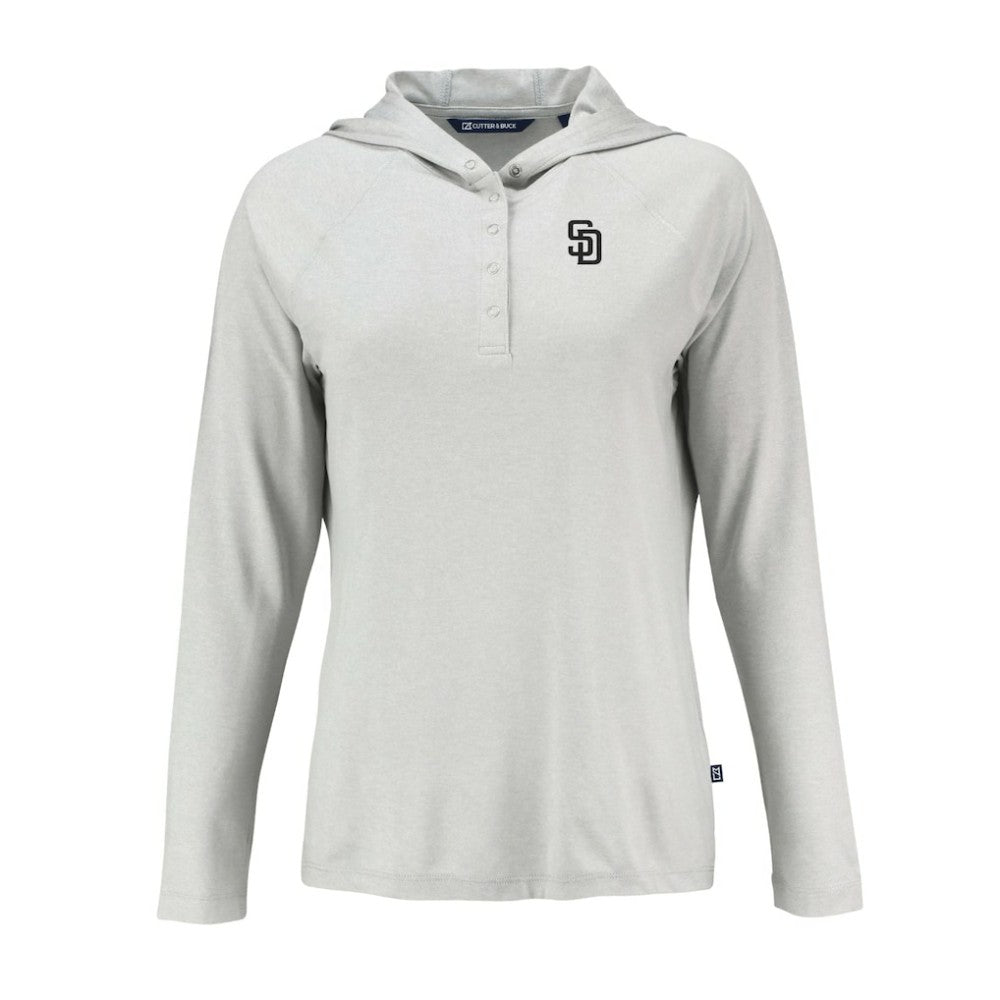 San Diego Padres Cutter & Buck Women's Coastline Epic Comfort Eco Recycled Raglan Long Sleeve Hoodie T-Shirt - MLB