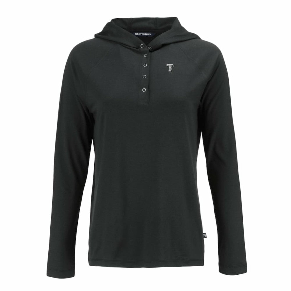 Texas Rangers Cutter & Buck Women's Coastline Epic Comfort Eco Recycled Raglan Long Sleeve Hoodie T-Shirt - MLB