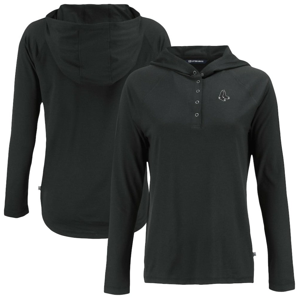 Boston Red Sox Cutter & Buck Women's Coastline Epic Comfort Eco Recycled Raglan Long Sleeve Hoodie T-Shirt - MLB