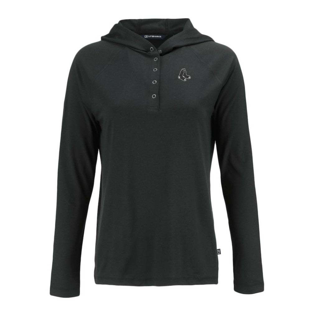 Boston Red Sox Cutter & Buck Women's Coastline Epic Comfort Eco Recycled Raglan Long Sleeve Hoodie T-Shirt - MLB