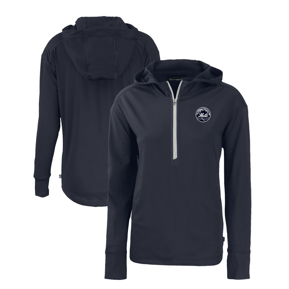 New York Mets Cutter & Buck Women's Daybreak Eco Recycled Half-Zip Hoodie - MLB