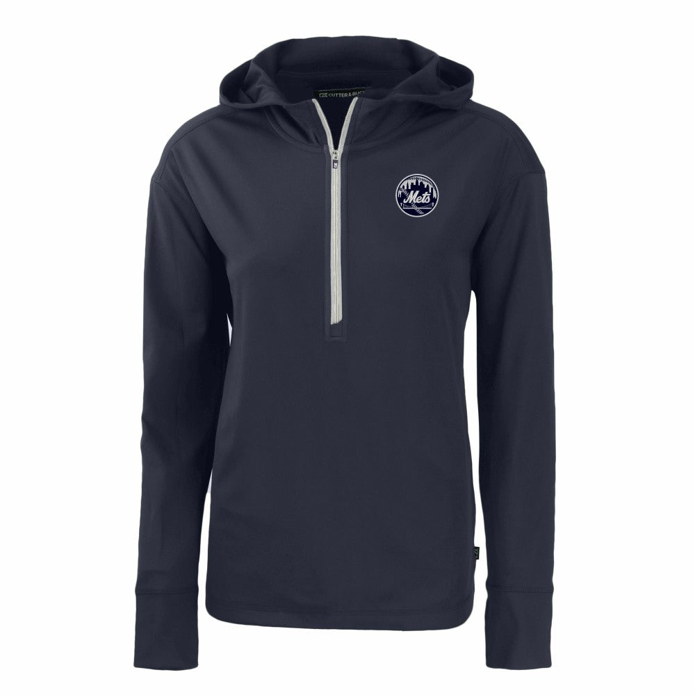 New York Mets Cutter & Buck Women's Daybreak Eco Recycled Half-Zip Hoodie - MLB