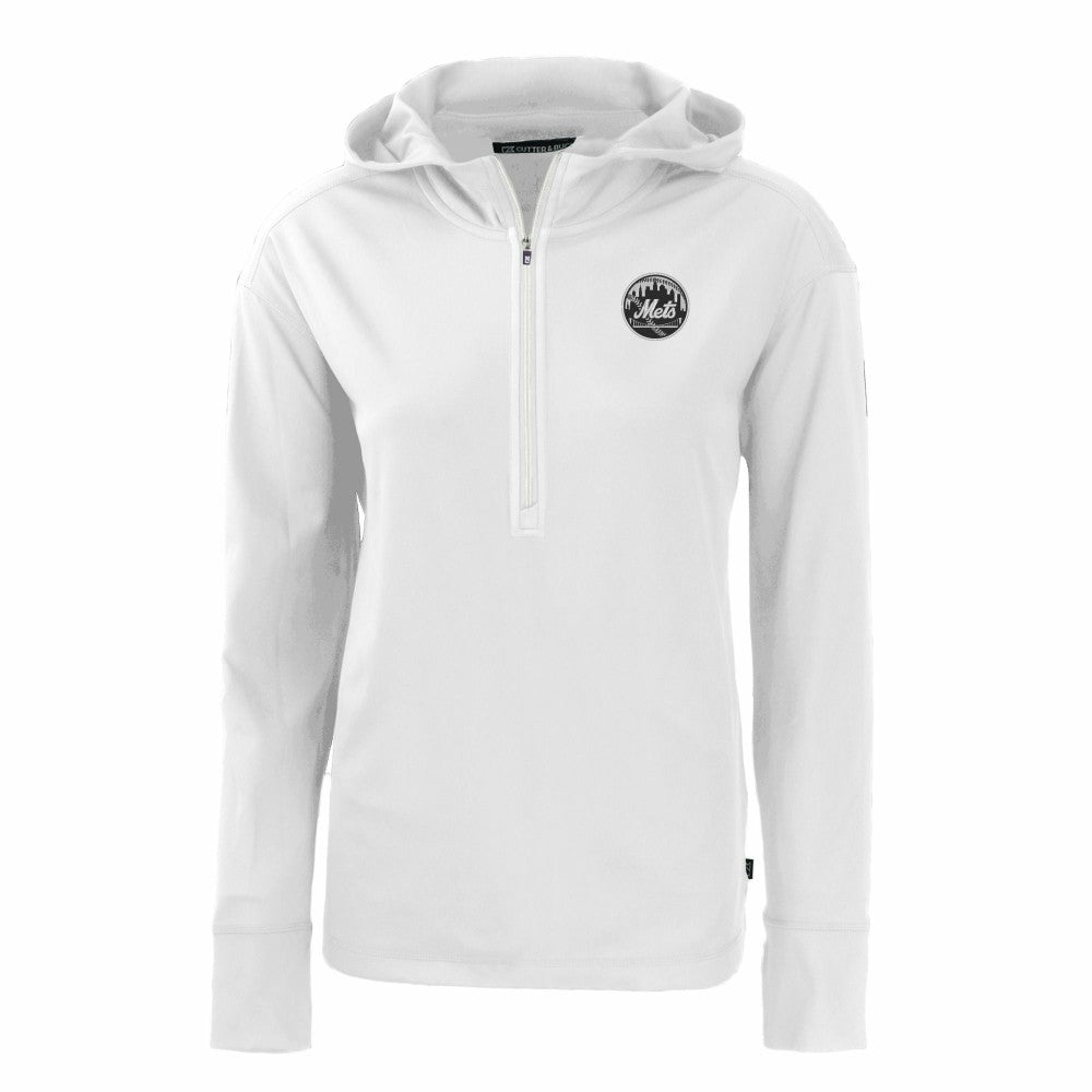 New York Mets Cutter & Buck Women's Daybreak Eco Recycled Half-Zip Hoodie - MLB