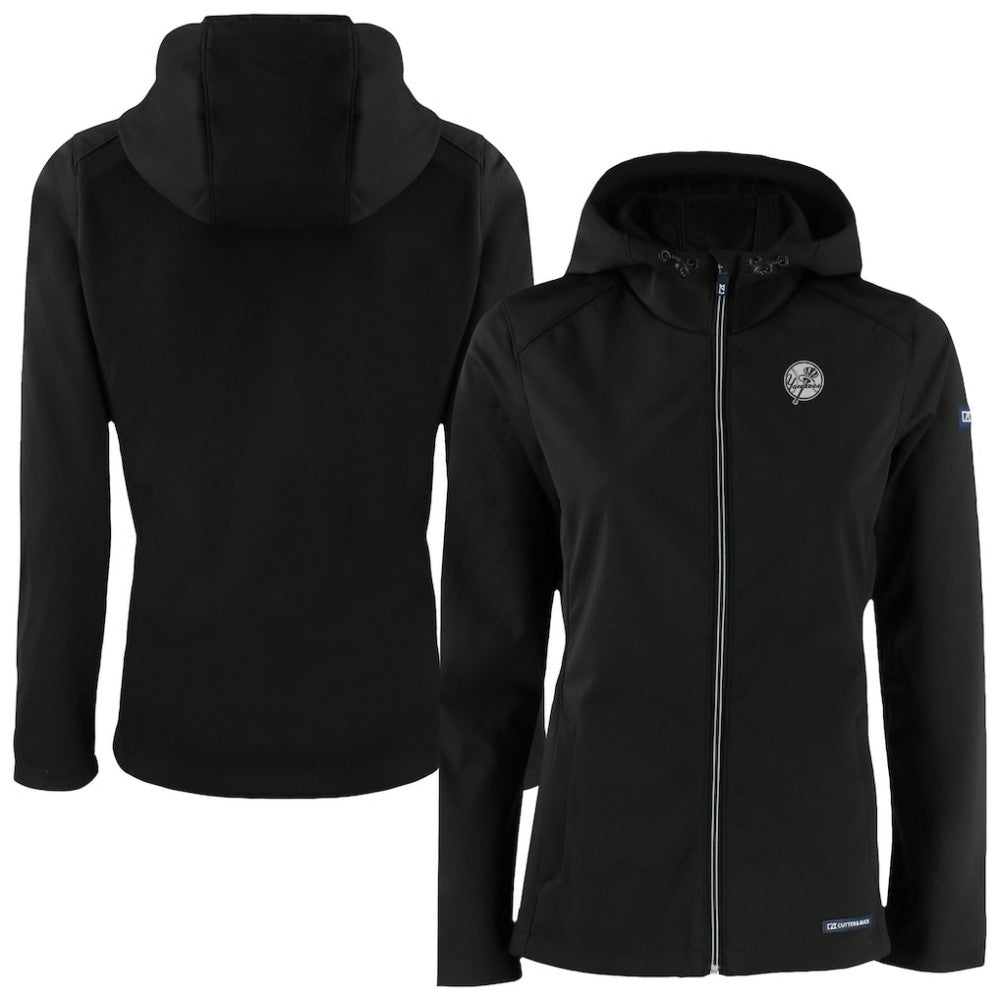New York Yankees Cutter & Buck Women's Evoke Eco Softshell Recycled Full-Zip Hoodie Jacket - MLB