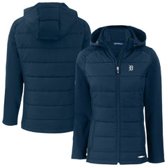 Detroit Tigers Cutter & Buck Women's Evoke Hybrid Eco Softshell Recycled Full-Zip Hooded Jacket - MLB