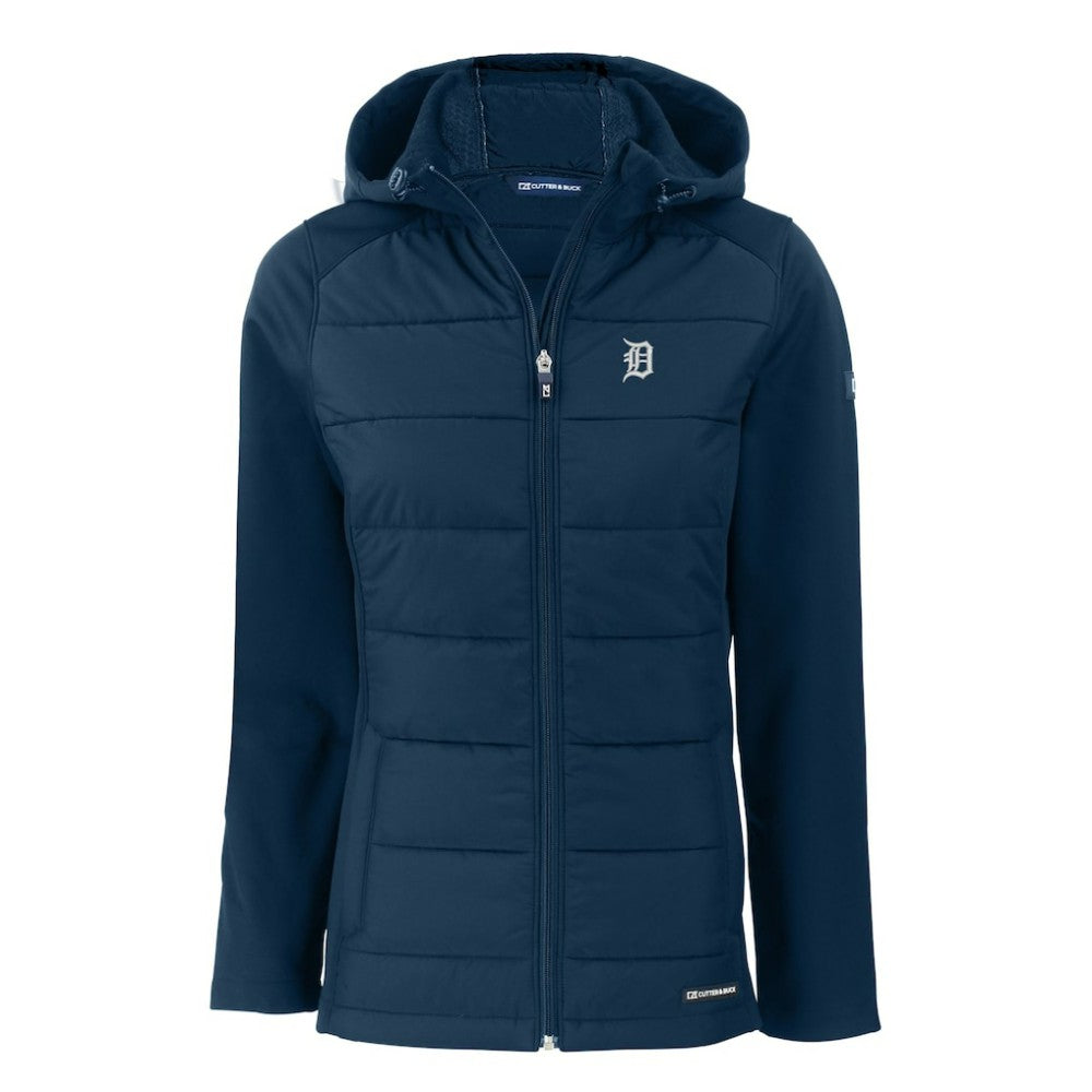 Detroit Tigers Cutter & Buck Women's Evoke Hybrid Eco Softshell Recycled Full-Zip Hooded Jacket - MLB