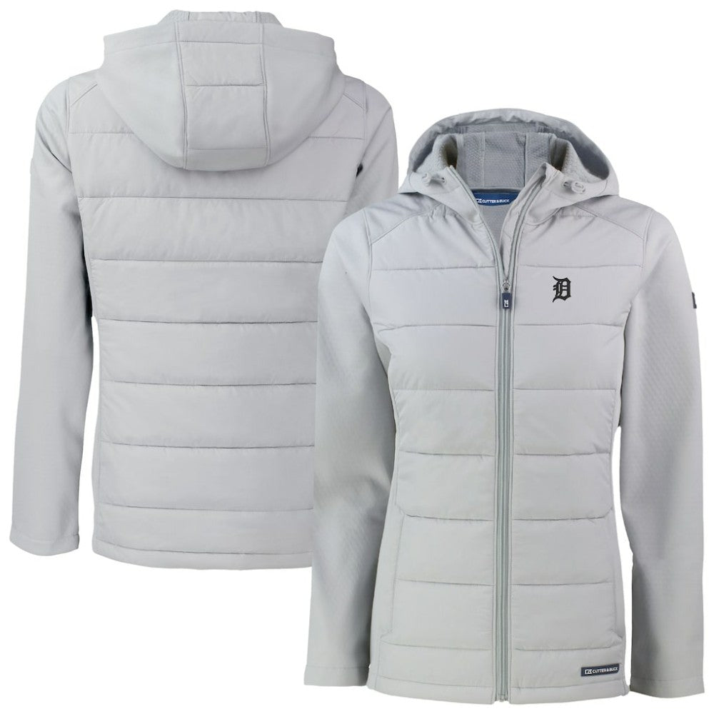 Detroit Tigers Cutter & Buck Women's Evoke Hybrid Eco Softshell Recycled Full-Zip Hooded Jacket - MLB