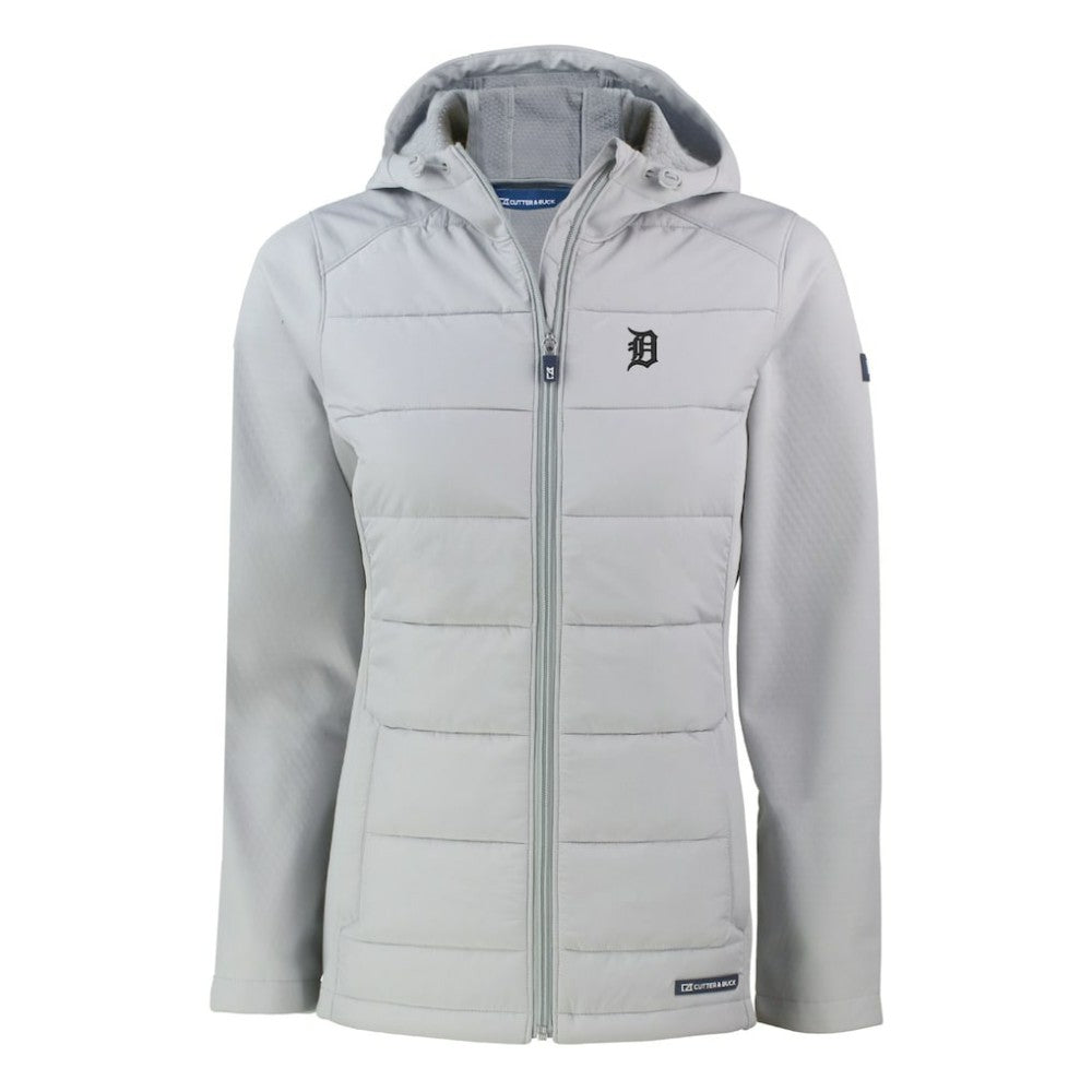 Detroit Tigers Cutter & Buck Women's Evoke Hybrid Eco Softshell Recycled Full-Zip Hooded Jacket - MLB
