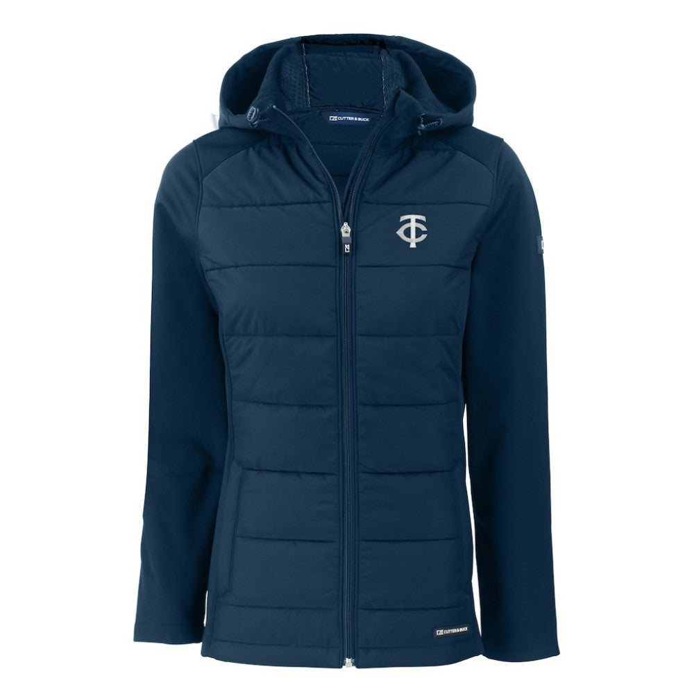 Minnesota Twins Cutter & Buck Women's Evoke Hybrid Eco Softshell Recycled Full-Zip Hooded Jacket - MLB
