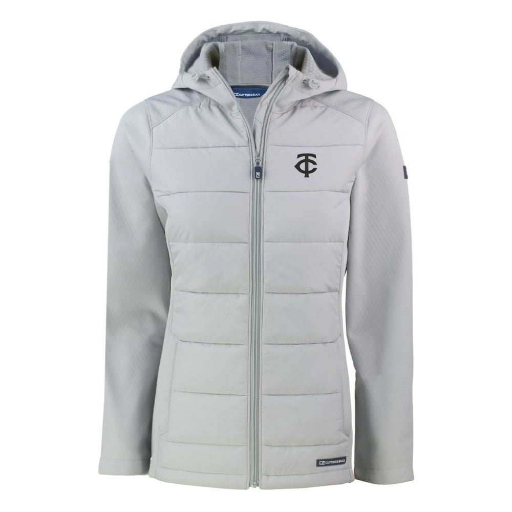 Minnesota Twins Cutter & Buck Women's Evoke Hybrid Eco Softshell Recycled Full-Zip Hooded Jacket - MLB