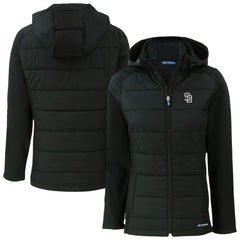 San Diego Padres Cutter & Buck Women's Evoke Hybrid Eco Softshell Recycled Full-Zip Hooded Jacket - MLB