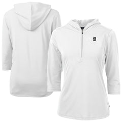 Detroit Tigers Cutter & Buck Women's Virtue Eco Pique Half-Zip 3/4 Sleeve Pullover Hoodie - MLB