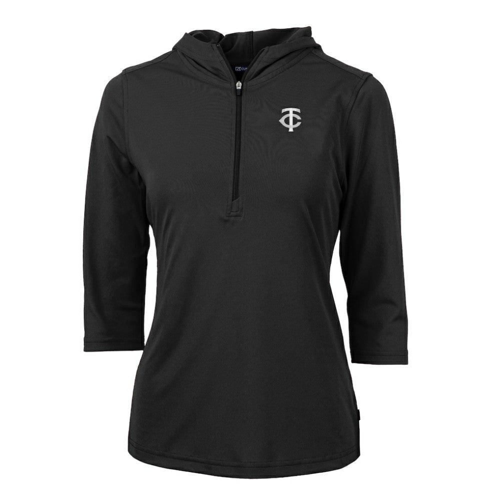 Minnesota Twins Cutter & Buck Women's Virtue Eco Pique Half-Zip 3/4 Sleeve Pullover Hoodie - MLB