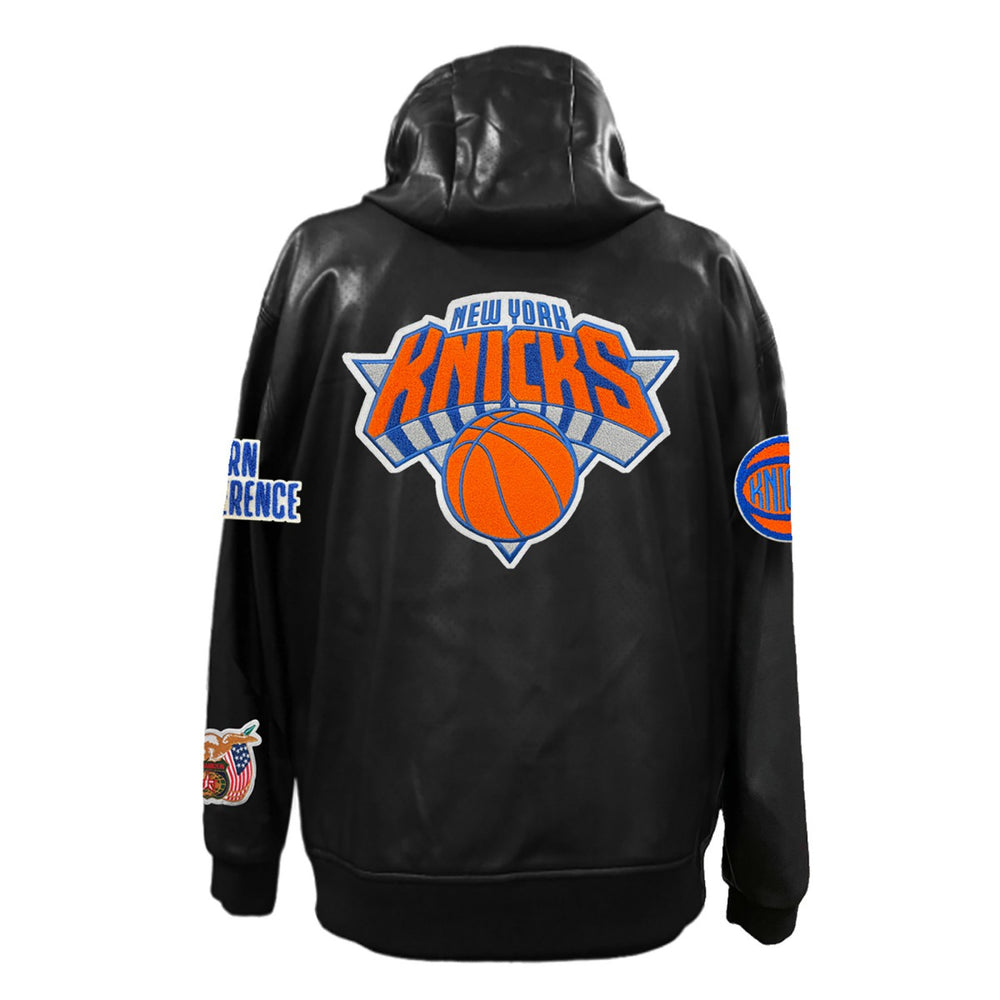 New York Knicks Jeff Hamilton Vegan Leather Full-Zip Hoodie Black - NBA