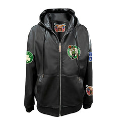 Boston Celtics Jeff Hamilton Vegan Leather Full-Zip Hoodie Black - NBA