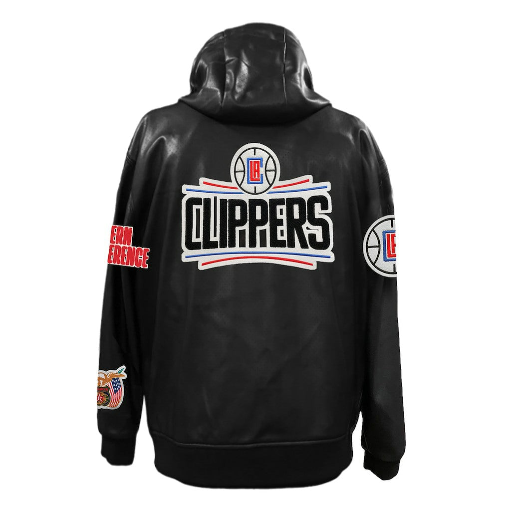 LA Clippers Jeff Hamilton Vegan Leather Full-Zip Hoodie Black - NBA