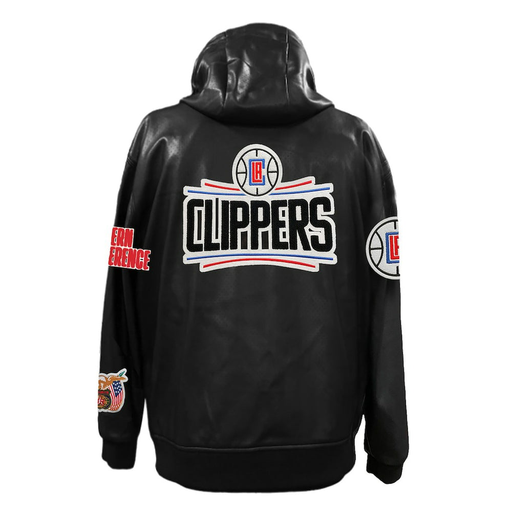 LA Clippers Jeff Hamilton Vegan Leather Full-Zip Hoodie Black - NBA