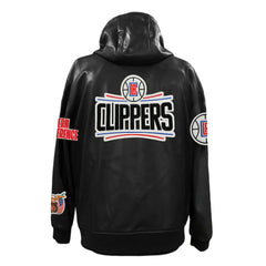 LA Clippers Jeff Hamilton Vegan Leather Full-Zip Hoodie Black - NBA