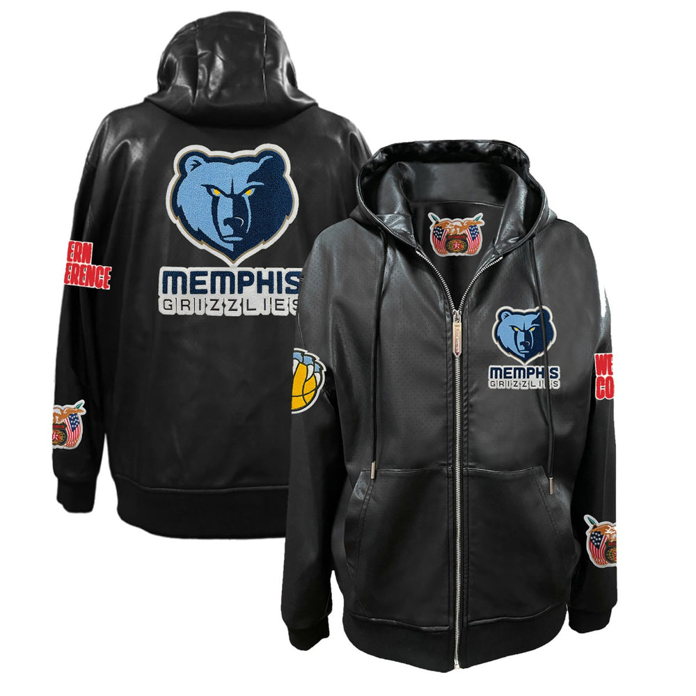 Memphis Grizzlies Jeff Hamilton Vegan Leather Full-Zip Hoodie Black - NBA