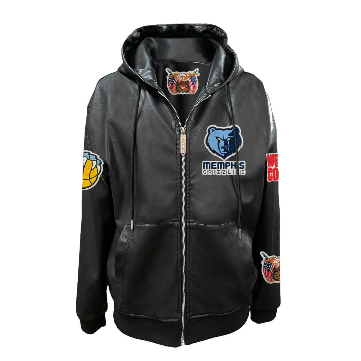 Memphis Grizzlies Jeff Hamilton Vegan Leather Full-Zip Hoodie Black - NBA
