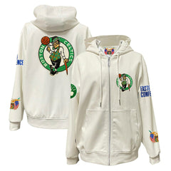 Boston Celtics Jeff Hamilton Vegan Leather Full-Zip Hoodie White - NBA