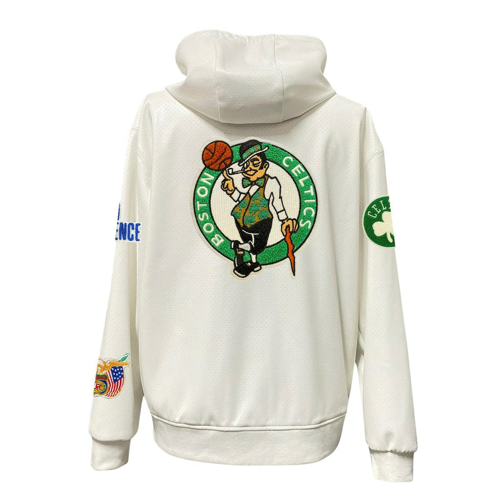 Boston Celtics Jeff Hamilton Vegan Leather Full-Zip Hoodie White - NBA