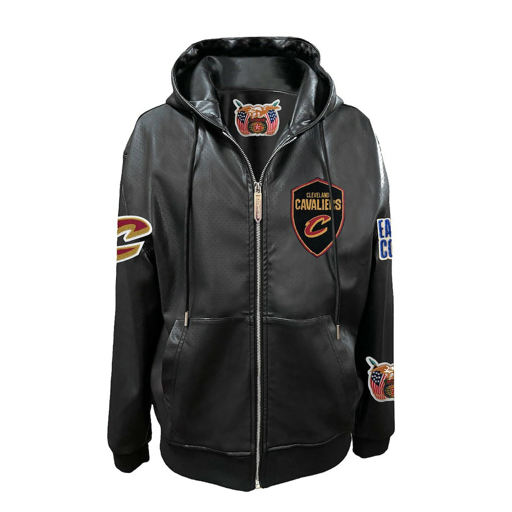 Cleveland Cavaliers Jeff Hamilton Vegan Leather Full-Zip Hoodie Black - NBA