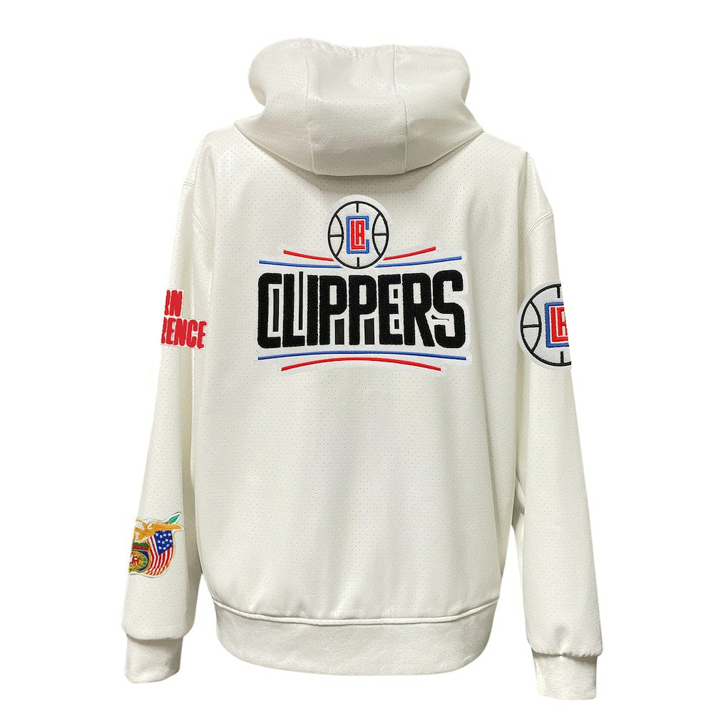 LA Clippers Jeff Hamilton Vegan Leather Full-Zip Hoodie White - NBA