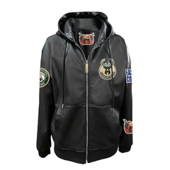 Milwaukee Bucks Jeff Hamilton Vegan Leather Full-Zip Hoodie Black - NBA