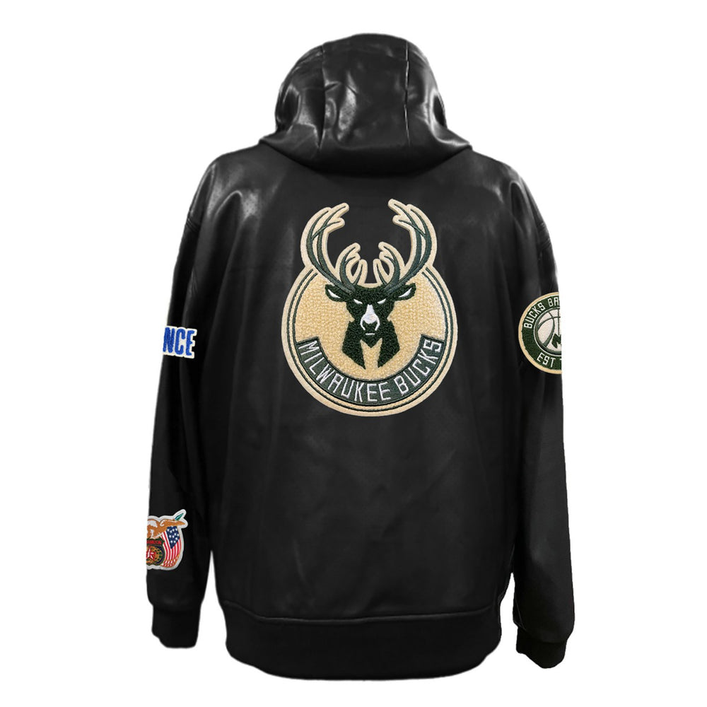 Milwaukee Bucks Jeff Hamilton Vegan Leather Full-Zip Hoodie Black - NBA