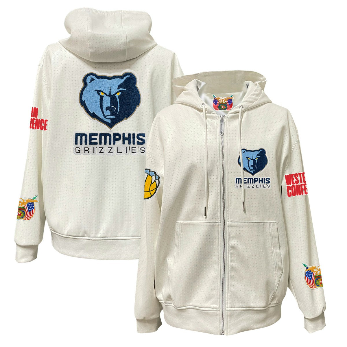 Memphis Grizzlies Jeff Hamilton Vegan Leather Full-Zip Hoodie White - NBA