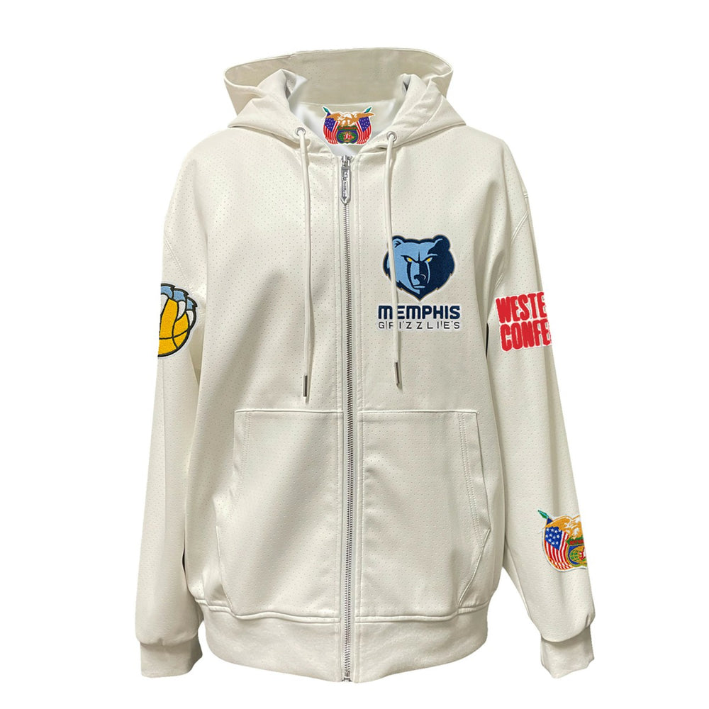Memphis Grizzlies Jeff Hamilton Vegan Leather Full-Zip Hoodie White - NBA