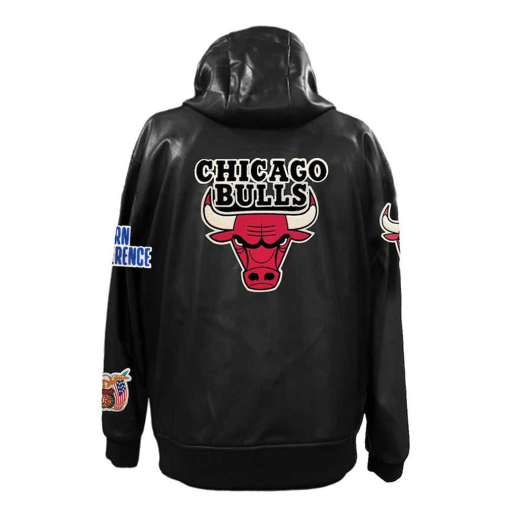 Chicago Bulls Jeff Hamilton Vegan Leather Full-Zip Hoodie Black - NBA