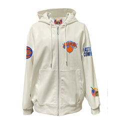 New York Knicks Jeff Hamilton Vegan Leather Full-Zip Hoodie White - NBA