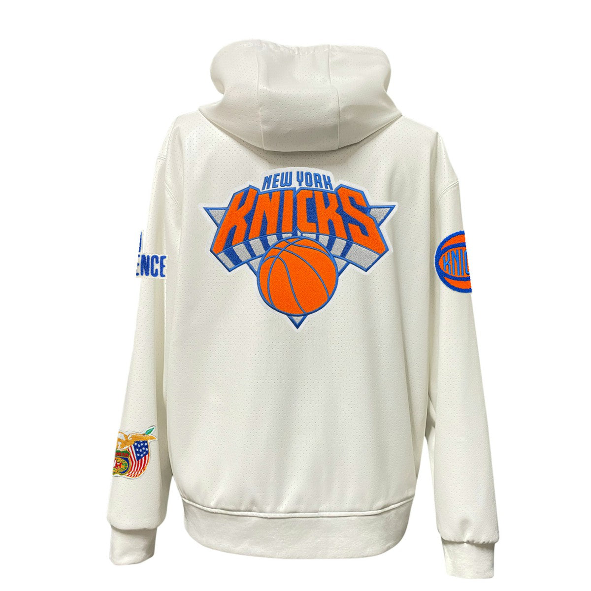 New York Knicks Jeff Hamilton Vegan Leather Full-Zip Hoodie White - NBA