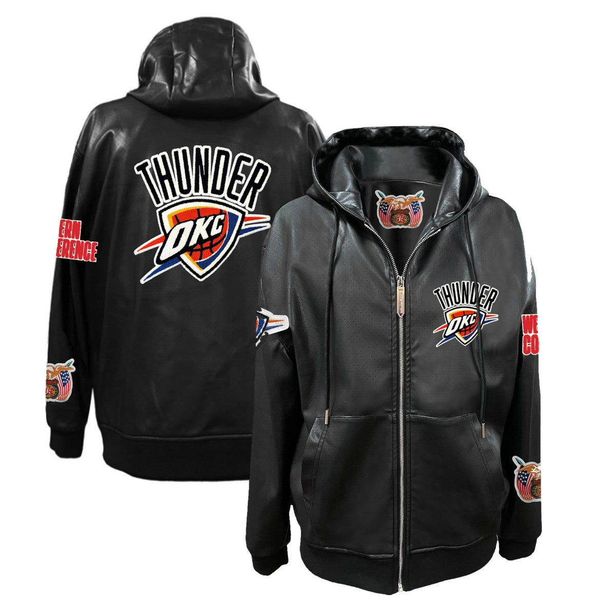 Oklahoma City Thunder Jeff Hamilton Vegan Leather Full-Zip Hoodie Black - NBA