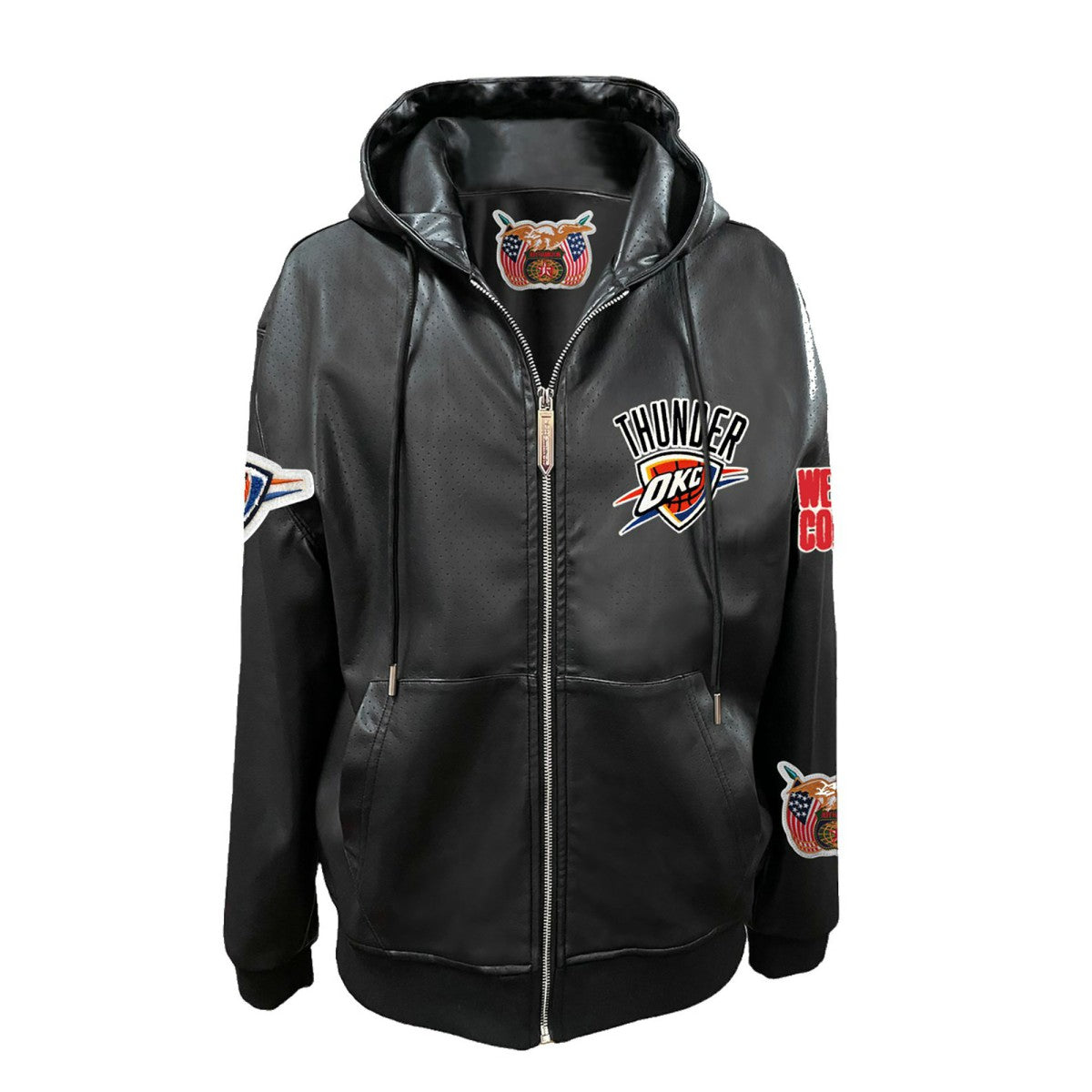 Oklahoma City Thunder Jeff Hamilton Vegan Leather Full-Zip Hoodie Black - NBA